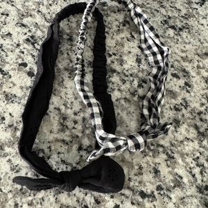 Baby Girl Black & Black & White Checkered Headbands